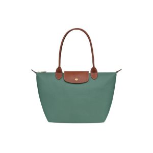 Longchamp S Recycled canvas Schoudertassen Grijs Groen | 238571-RMG