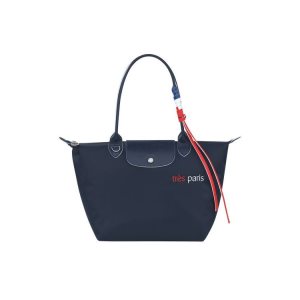 Longchamp Shopping S Recycled canvas Schoudertassen Donkerblauw | 506279-UOX