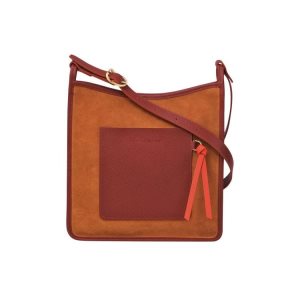 Longchamp Zipped L Saffron Leren Crossbodytassen Oranje | 012985-TMS